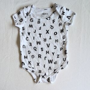 indigo baby alphabet print cotton short sleeve bodysuit diaper shirt 6-12 months